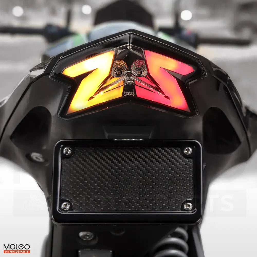 Glowing red with amber accents to match the Z800 unapologetic power