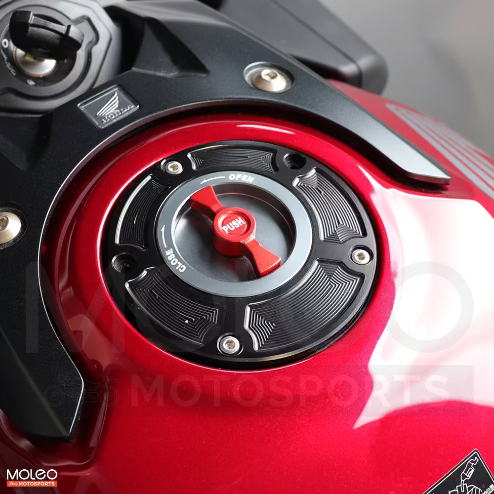 CNC Black Keyless Fuel Gas Tank Cap Install on Honda CBR650R / CB650R 2024 2025 2026