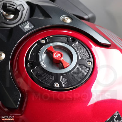 CNC Black Keyless Fuel Gas Tank Cap Install on Honda CBR650R / CB650R 2024 2025 2026