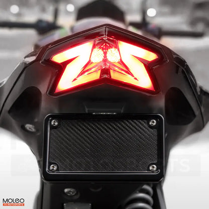 Central high-intensity LEDs explode in red during braking for traffic behind