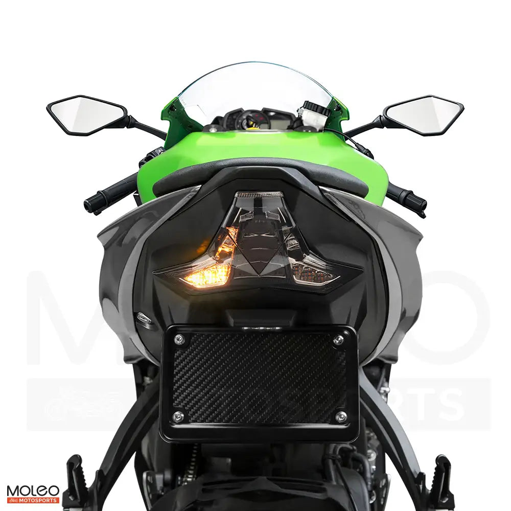 High-power LEDs make the turn signals of Kawasaki ZX-6R integrated tail light more conspicuous.