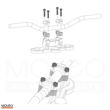 Installation instructions for handlebar risers applicable to Yamaha Tenere 700.