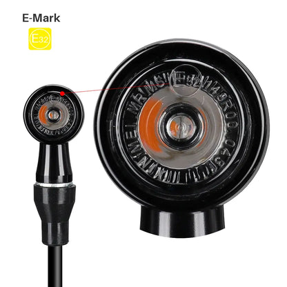 MINI bullet style motorcycle turn signals with CNC aluminum housing and E-MARK certification