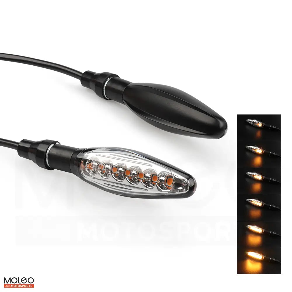 MOLEO Motosports Aluminium Shell Motorcycle Sequential Led Turn Signals.