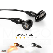 MOLEO Motosports Bullet Style Motorcycle 2 in 1 Front LED Turn Signals with Daytime Running Light.