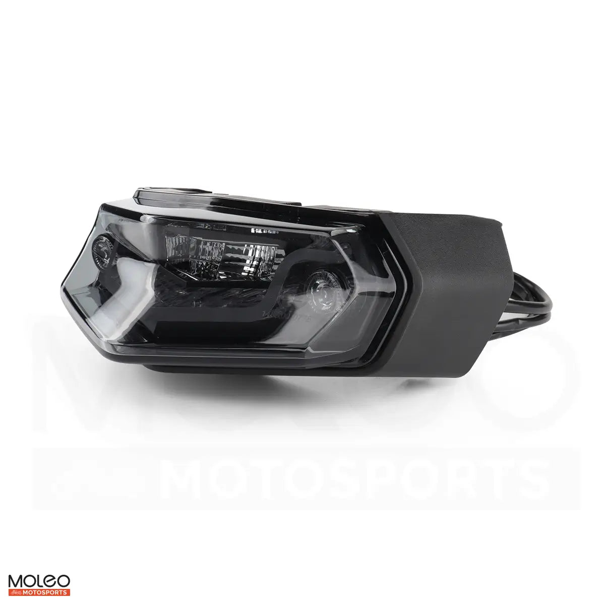 MOLEO integrated tail light for Yamaha WR125R with light smoked gray lens showing internal design clearly