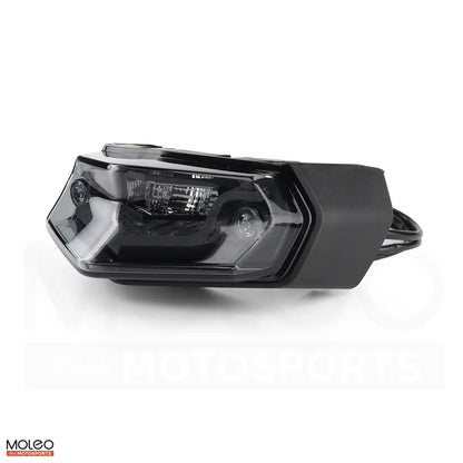 MOLEO integrated tail light for Yamaha WR125R with light smoked gray lens showing internal design clearly