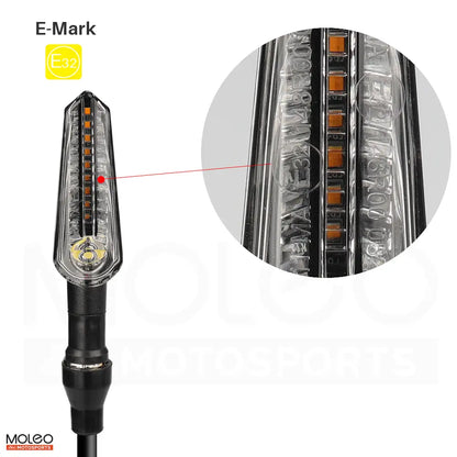 Motorcycle Front Sequential Turn Signals with E-mark Certified