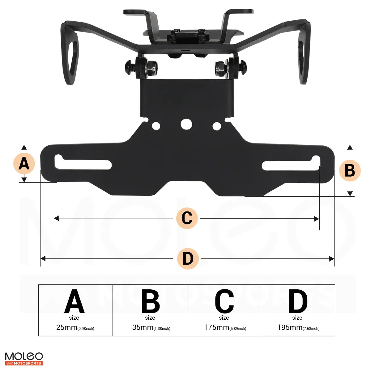 Product Size for MOLEO 2025 MT07 Fender Eliminator Kit