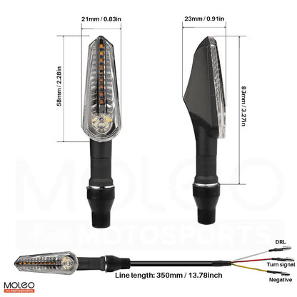Size and Wiring Diagram for Motorcycle Front Sequential LED Turn Signals