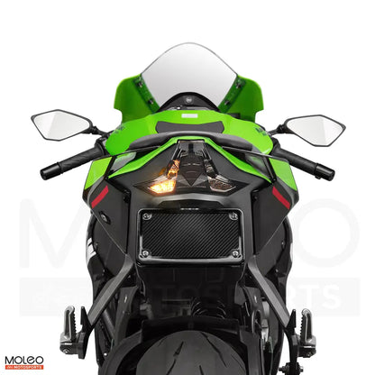 Turn signal of Kawasaki ZX-10R / ZX-10RR integrated tail light flashes clearly, showing turning intent.