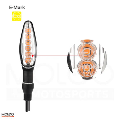Universal Amber Sequential Dynamic Motorcycle Turn Signals with E-mark Certified.